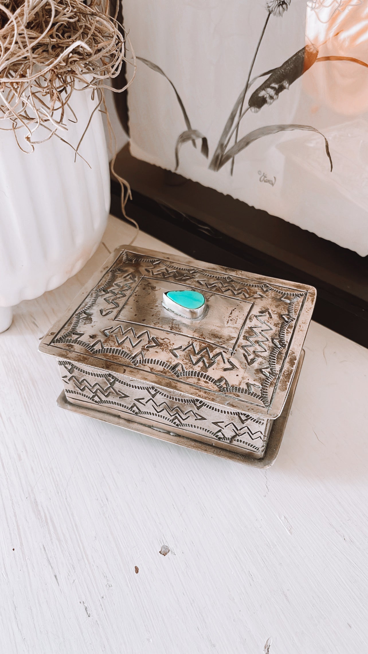 Silver and turquoise jewelry box