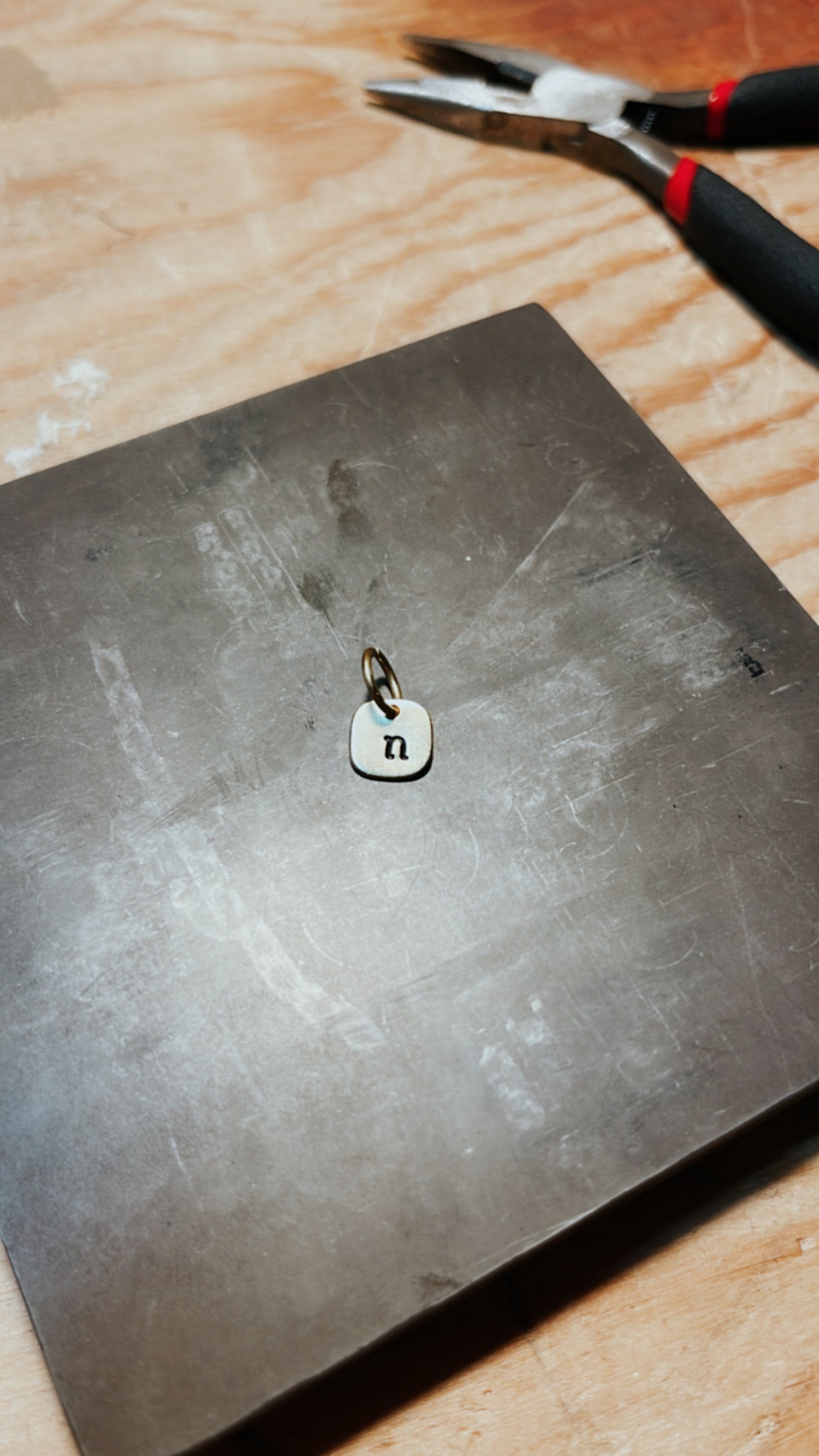 Initial Gold Square Pendant