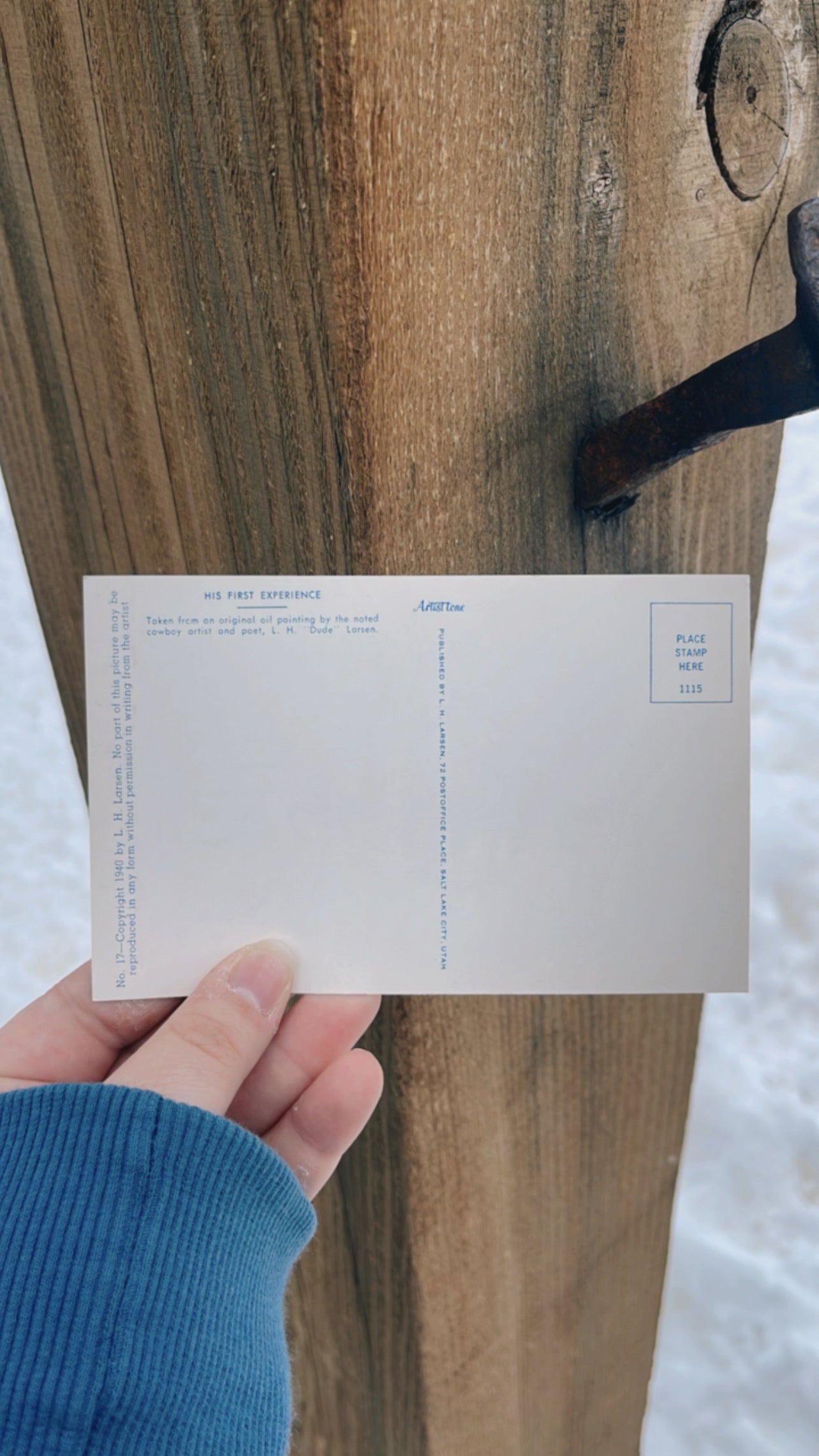 His first experience post card