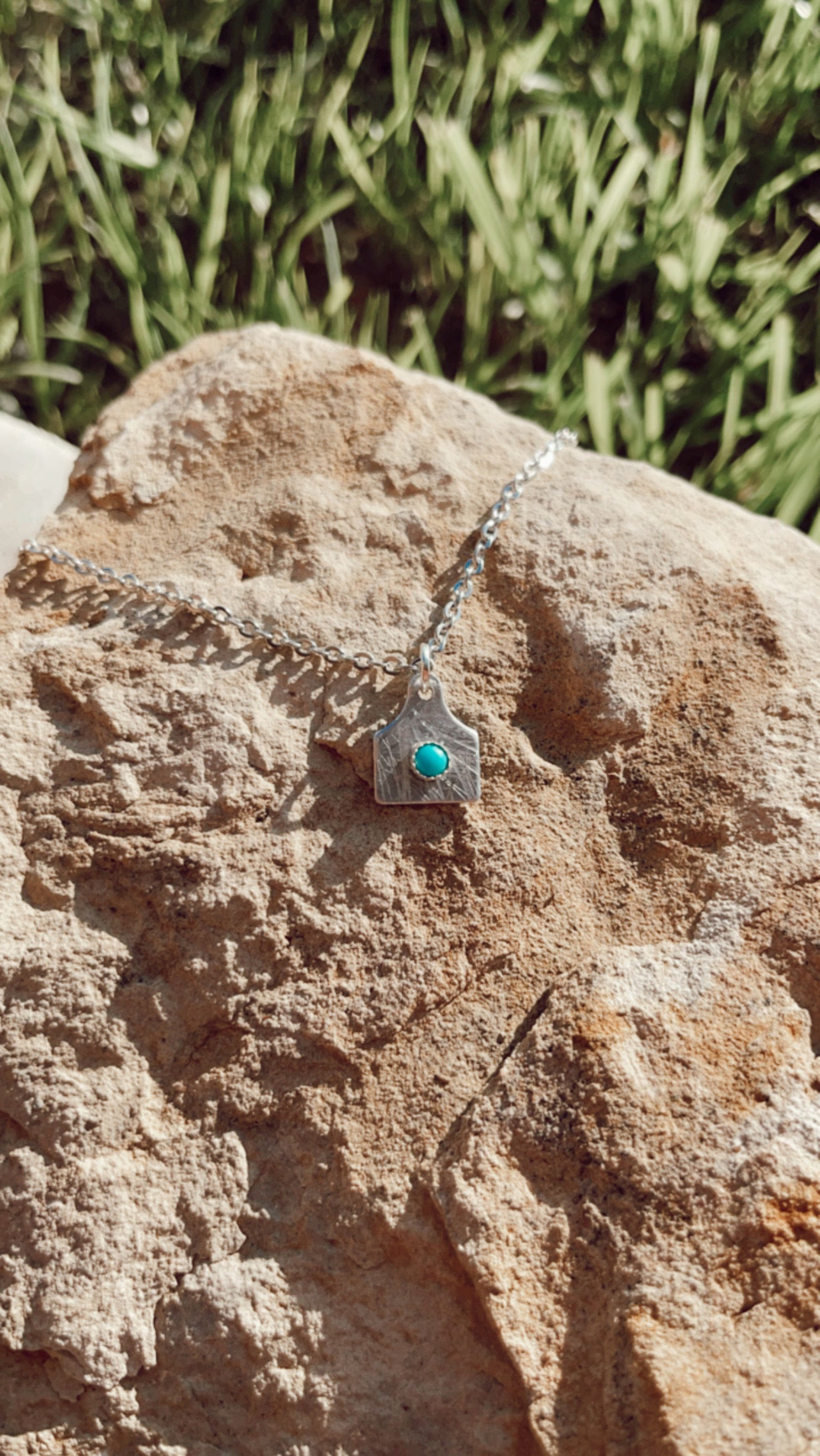 Mini Tag - Distressed With Turquoise Necklace