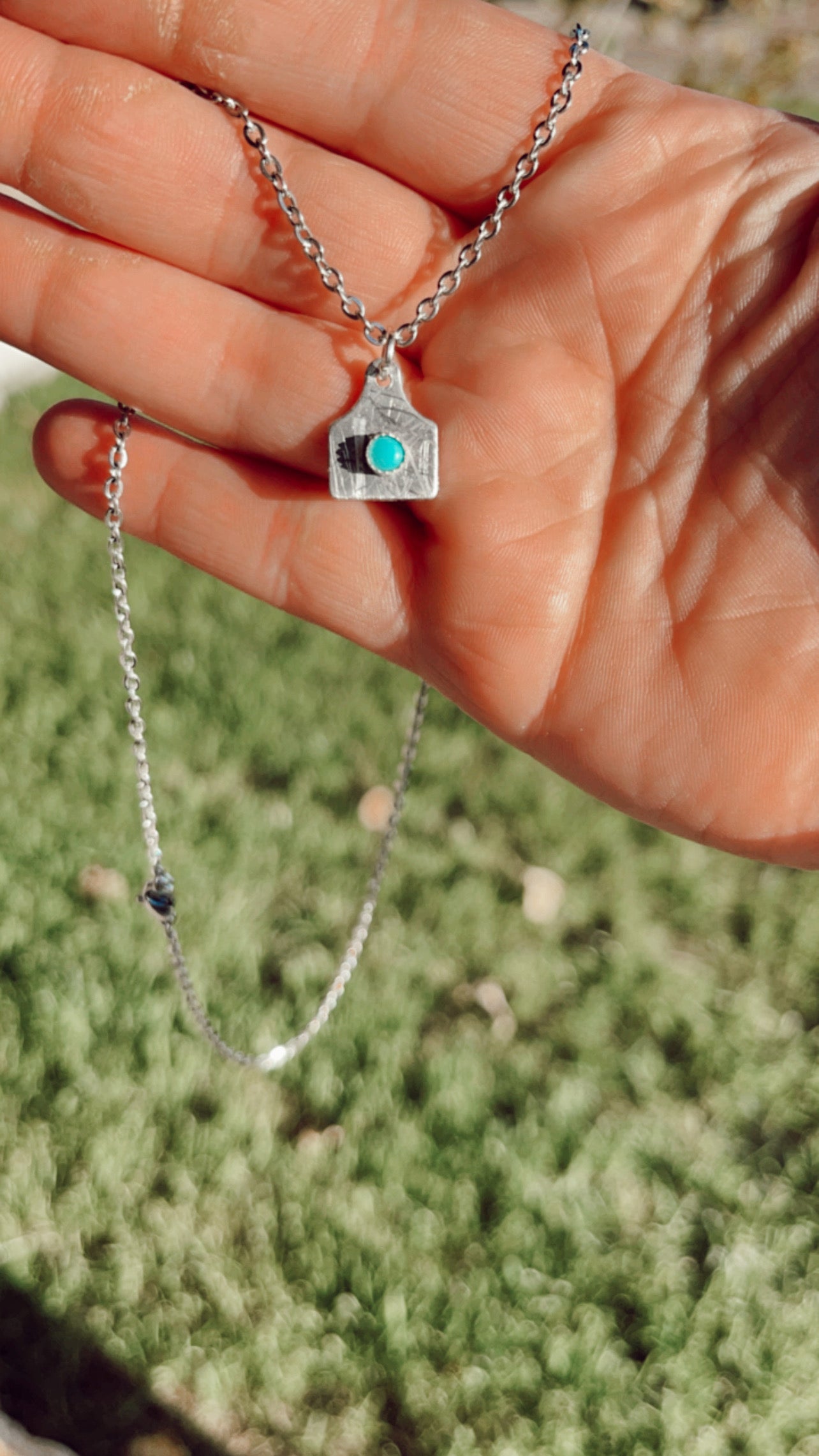 Mini Tag - Distressed With Turquoise Necklace