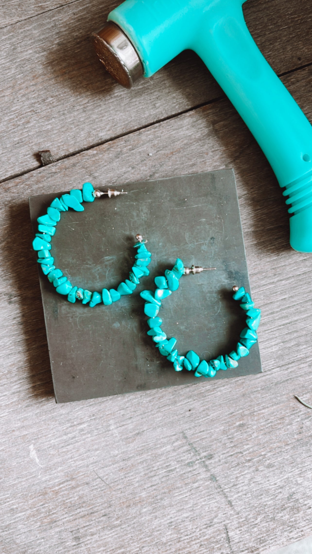 Rough Turquoise Hoops