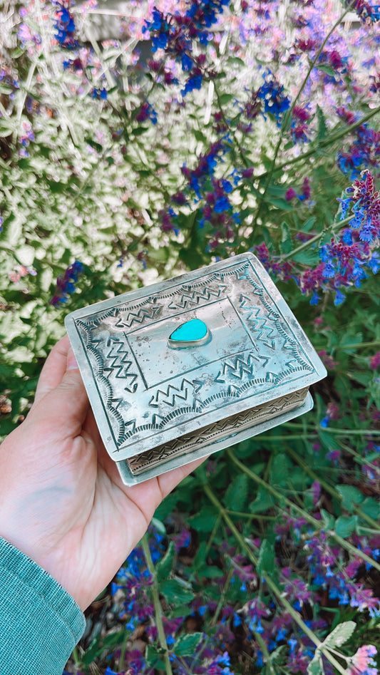 Silver and turquoise jewelry box
