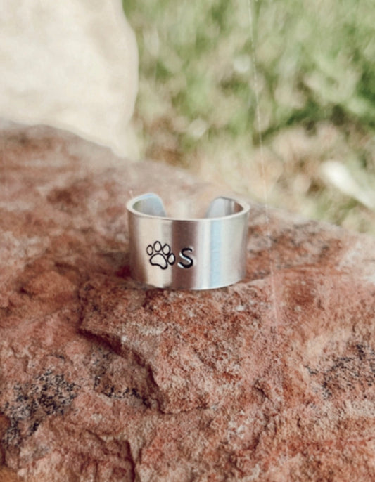 Paw Initial Ring