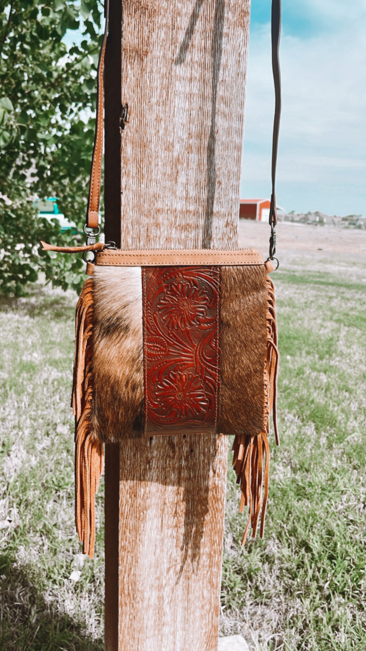 Cowhide and Fringe Crossbody