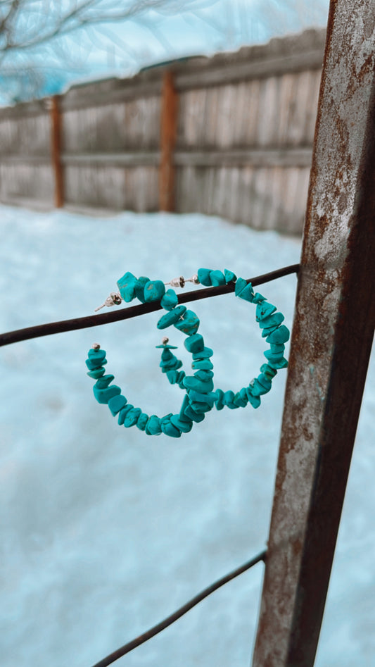 Rough Turquoise Hoops