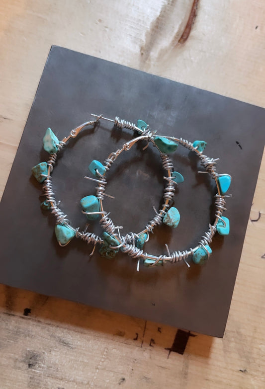 Barbed Turquoise Hoops