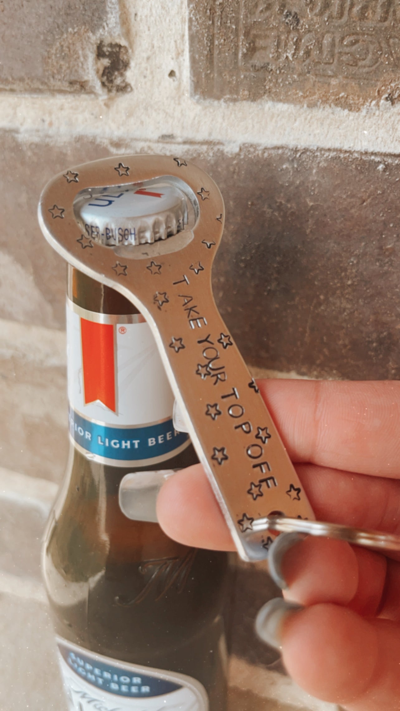 Take Your Top Off Bottle Opener Keychain